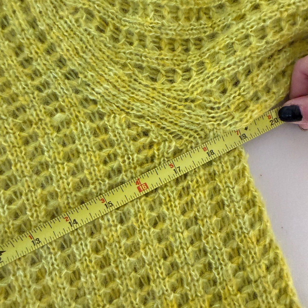 Field Flower Wool Blend Chartreuse Open Knit Sweater Anthro Style small - Picture 10 of 12